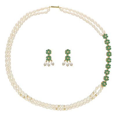 "Daksina 2 Lines Pearl Necklace - JPAPL-23-15 - Click here to View more details about this Product